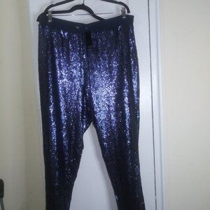 Ready for a night out this New Years?  Eloquii Dark Navy Sequin pull-on pants 20
